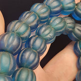 BEAUTIFUL OLD AFRICAN Blue GLASS ANTIQUE BEADS 13-14MM
